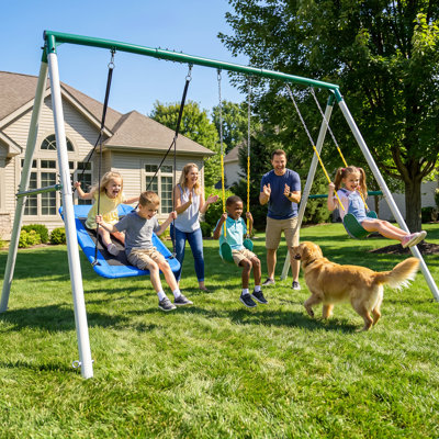 Klo Kick 660lbs Heavy Duty Swing Set With 1 Platform Swing, 2 Belt